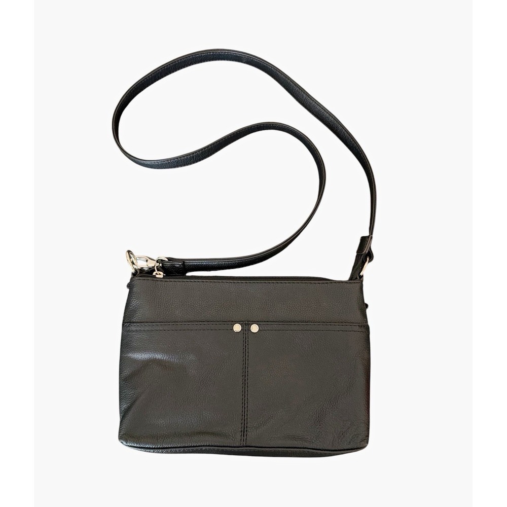 Tignanello Black Pebbled Crossbody Bag Purse Travel Classic Minimalist Capsule